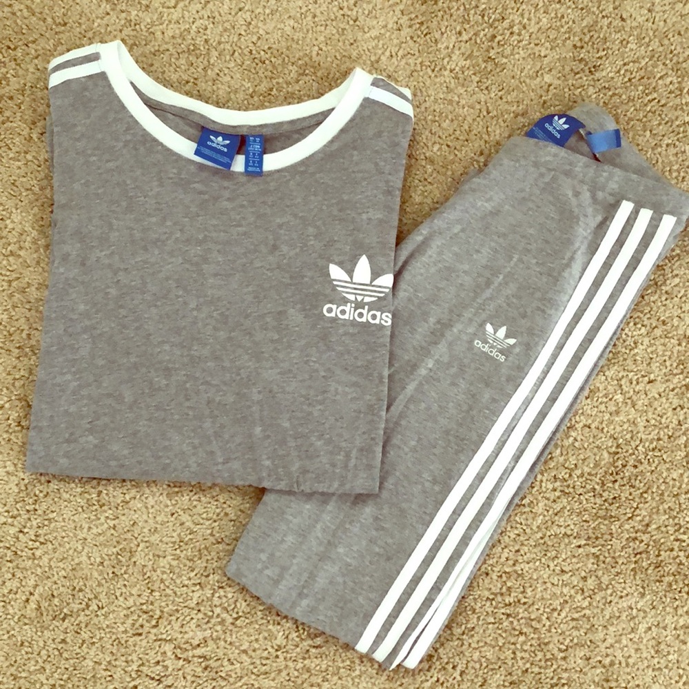 Adidas 3 Strip Grey Set